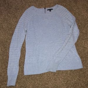 Light powder blue sweater with knit pattern